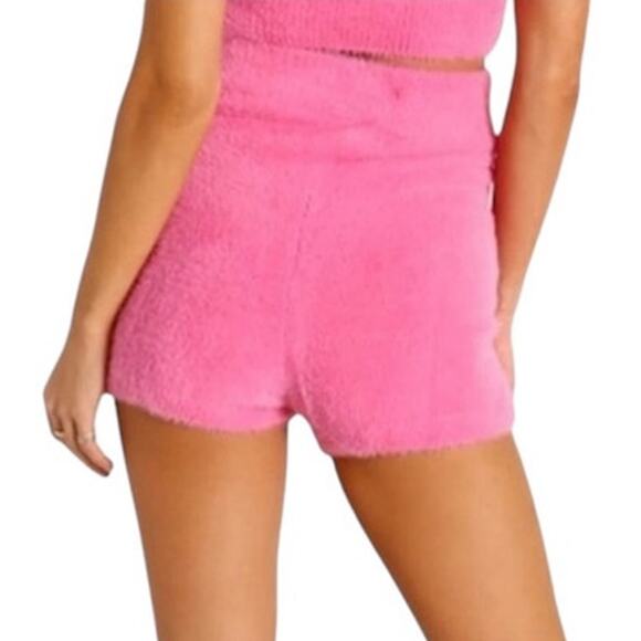 L Space Daydreamin Shorts Barbie Pink Fuzzy Elastic High Waist L Cozy Coquette - Picture 9 of 12